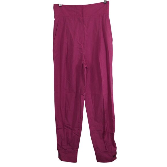 Max Mara Studio Womens Argenta Cotton Trouser Pants Fuchsia Pink Size 4 NWT - Picture 1 of 13